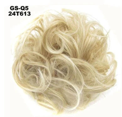 Synthetic wavy curly messy hair bun for women, 12cm diameter, high temperature wire