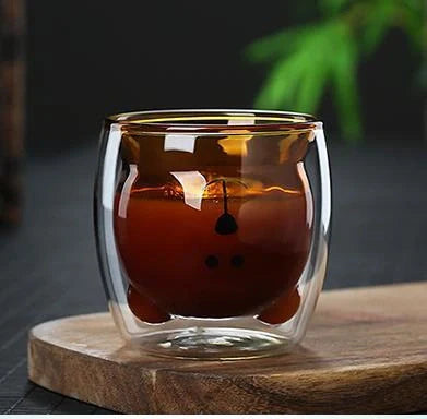 3D double-layer panda cup with skull design and festive inner Christmas tree