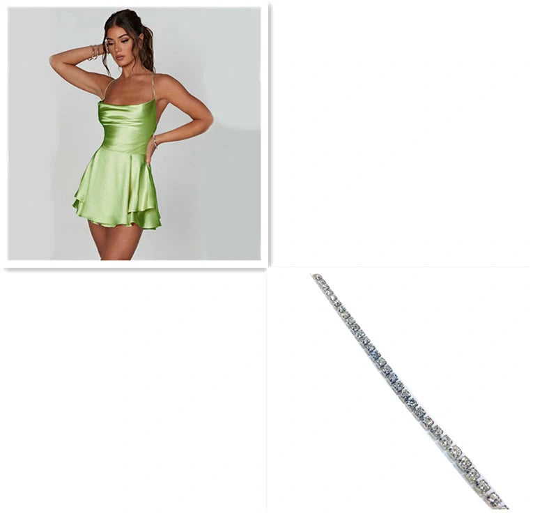 Women's suspender skirt with slim strap and satin finish in various colours