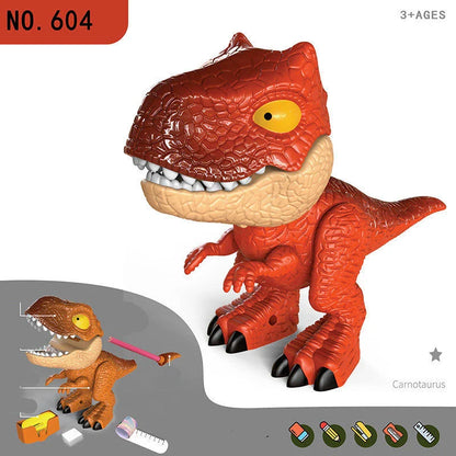 Multifunctional dinosaur-shaped desk organizer with pencil holder, eraser, ruler, and other office supplies