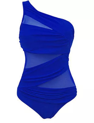 Women's plus size one-piece swimsuit with chest pad in solid colours