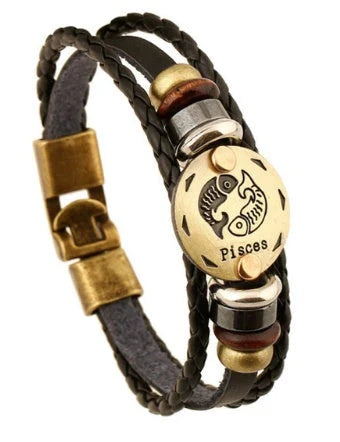 Stylish constellation-themed leather bracelet with adjustable length and variety of designs