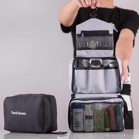 Versatile Travel Organizer: Portable Hanging Makeup Bag with Ample Storage Pockets for Essentials