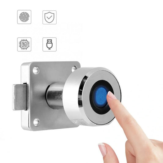 Stainless steel fingerprint drawer lock with USB charging capability