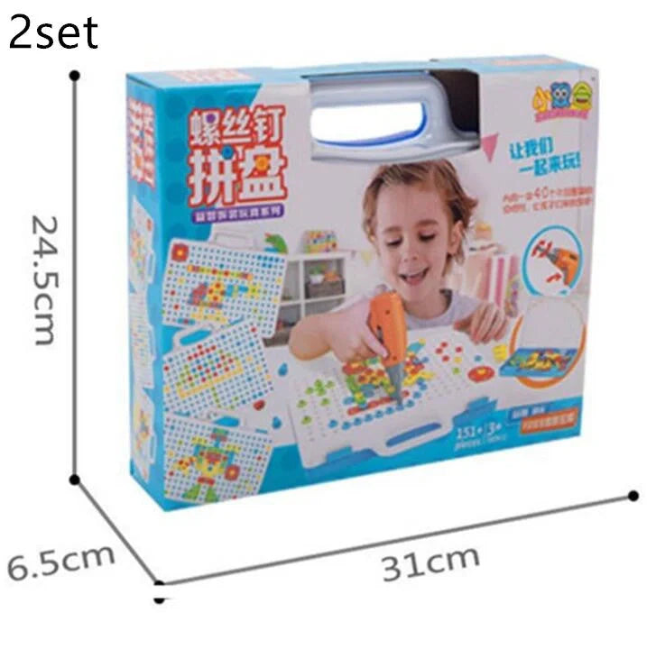 Educational building kit with safe plastic power drill for children aged 3+