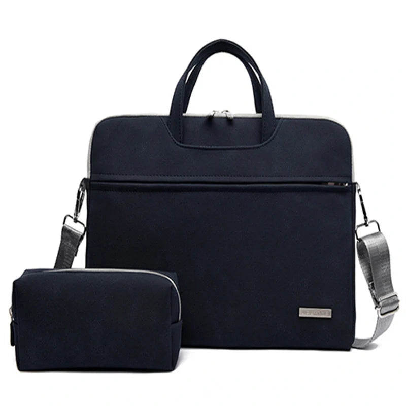 Stylish waterproof PU leather laptop bag for MacBook Air with removable shoulder strap