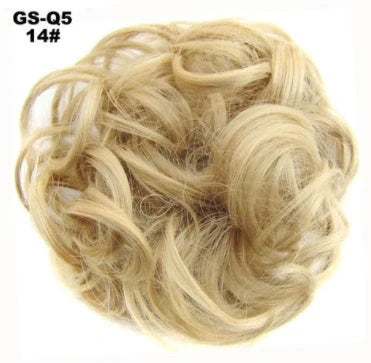Synthetic wavy curly messy hair bun for women, 12cm diameter, high temperature wire