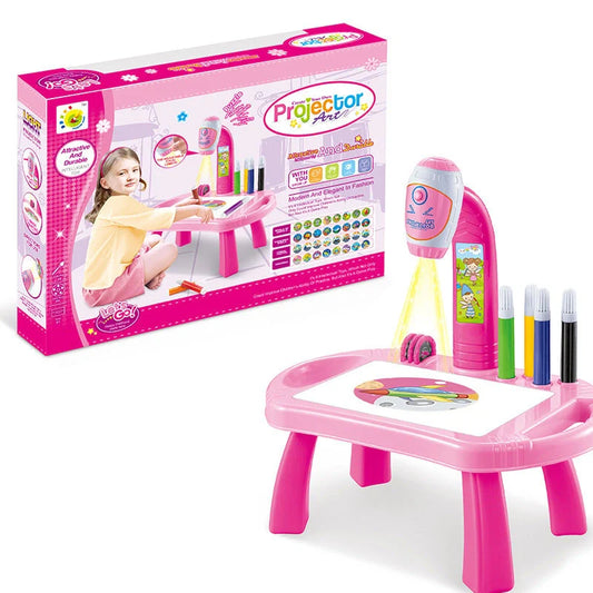 Smart projection painting toy for children, available in pink, black, and blue