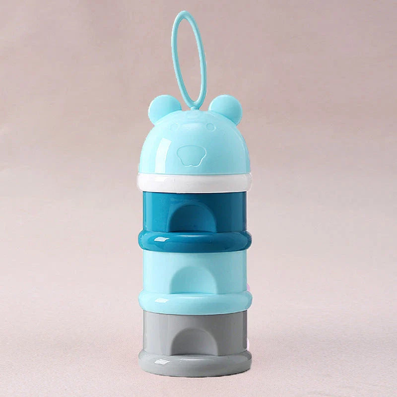Compact 3-Tier Frog-Style Baby Food Storage Box with individual compartments for milk powder, snacks, and other essentials