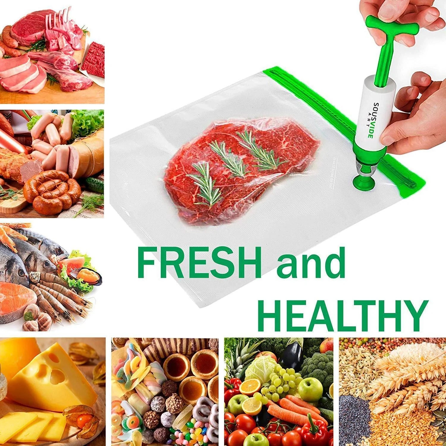 Premium vacuum seal bags for keeping food fresh and organised