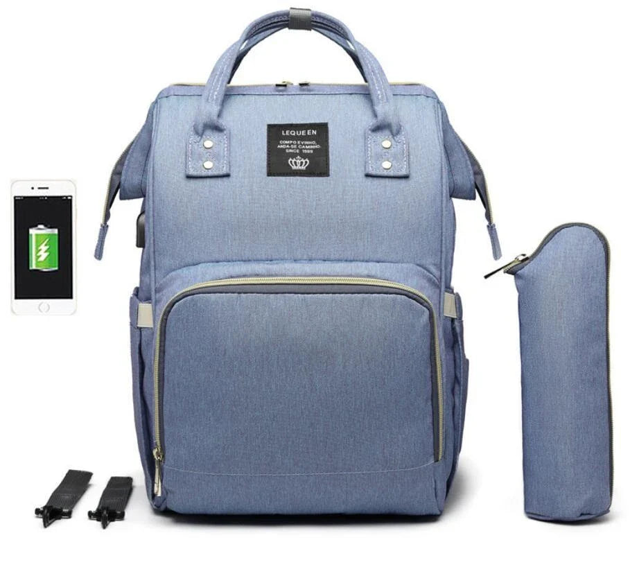 Premium mummy backpack in a range of stylish colours, featuring dedicated compartments for bottles, nappies and personal items.