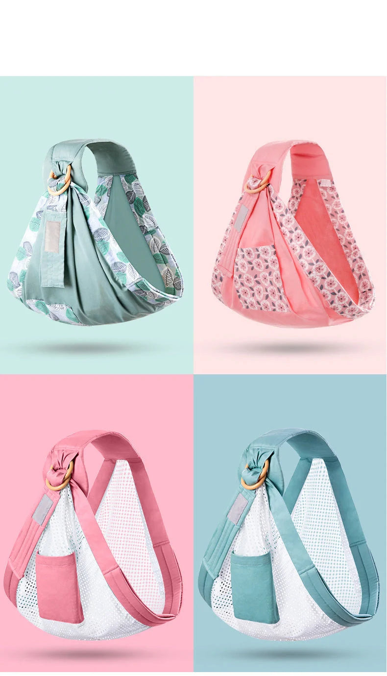 Adjustable baby wrap carrier sling in various colours for comfortable nursing and carrying