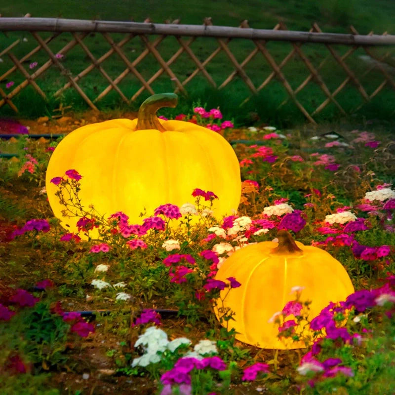 Solar-powered pumpkin lights for outdoor Halloween decorations