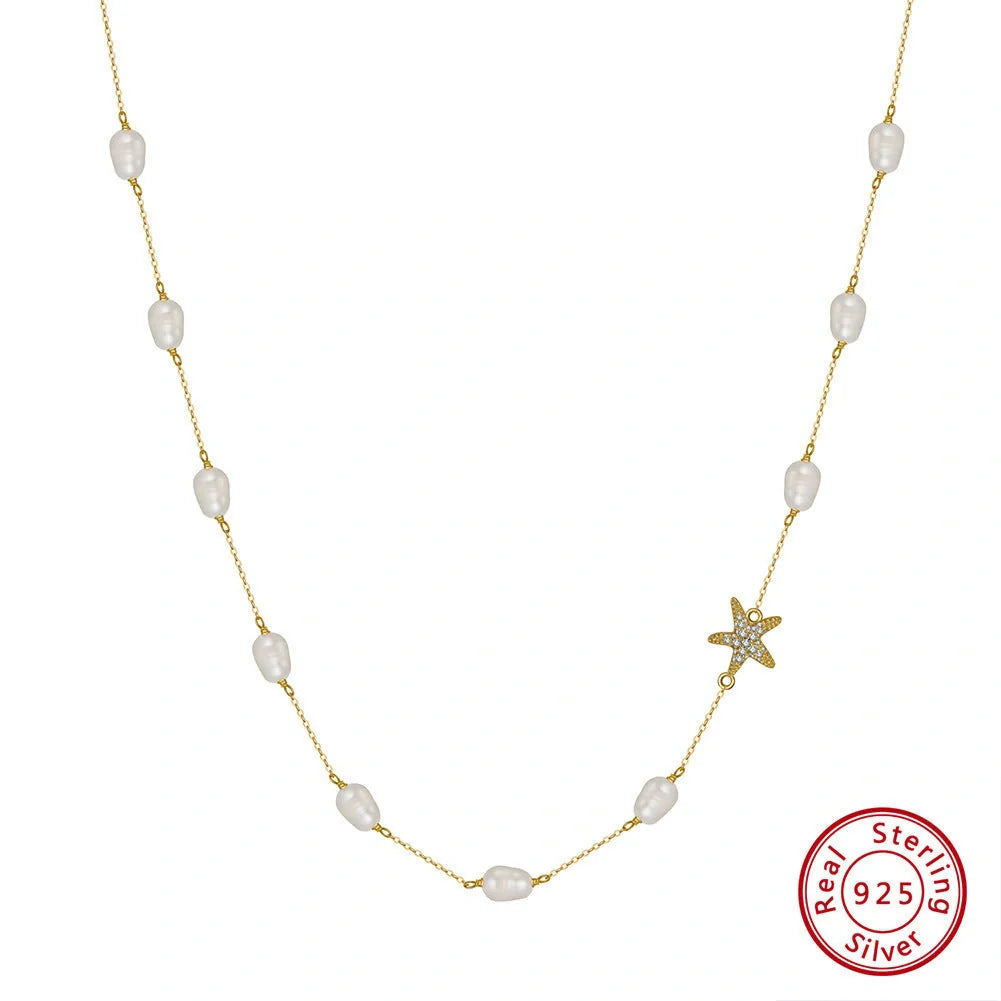 Sterling Silver Starfish Pearl Necklace for Women