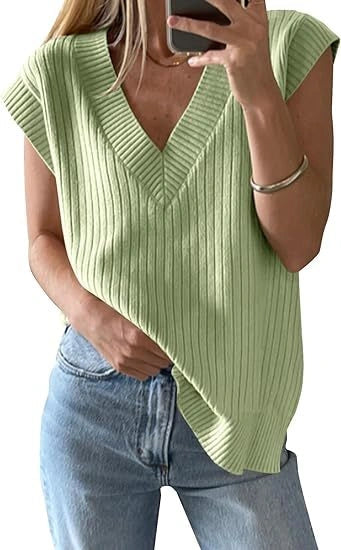 Premium Solid V-neck Vest Sweater in various colors showcasing its classic design and versatility.