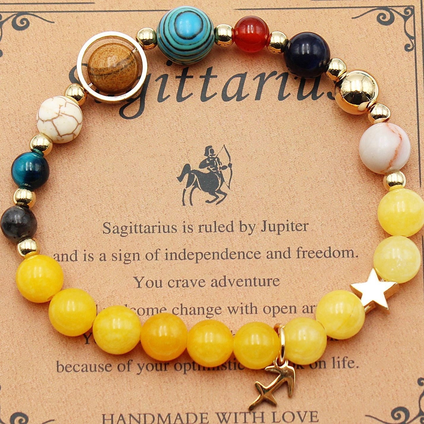 Morgan Stone Beaded Bracelet with twelve constellation designs