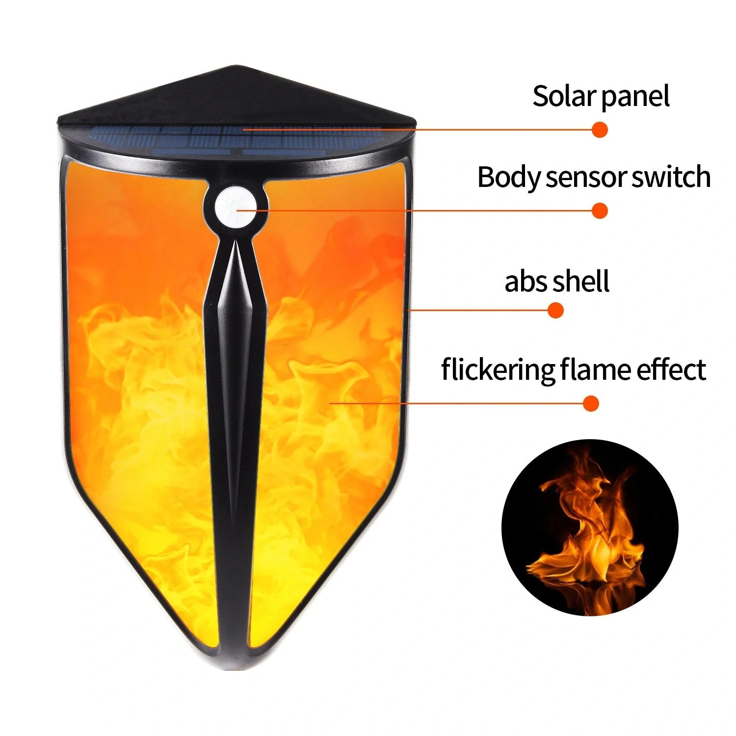 Solar LED wall lamp with motion sensor in black and bronze for garden security