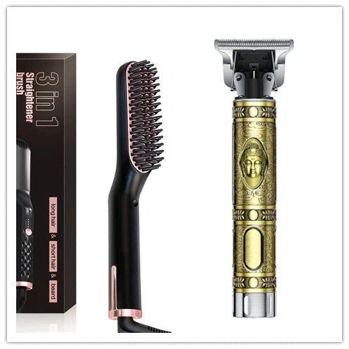 Electric straightening hair comb with ceramic coating and dual temperature settings