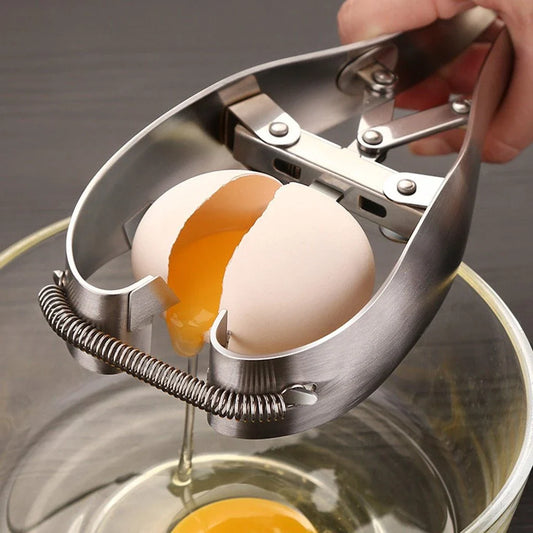 Premium stainless steel egg opener with razor-sharp blades for effortless, mess-free egg cracking