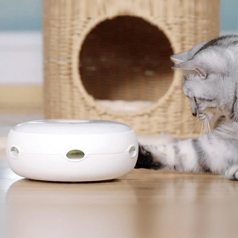 Automatic donut-shaped electric cat toy with feather accessories