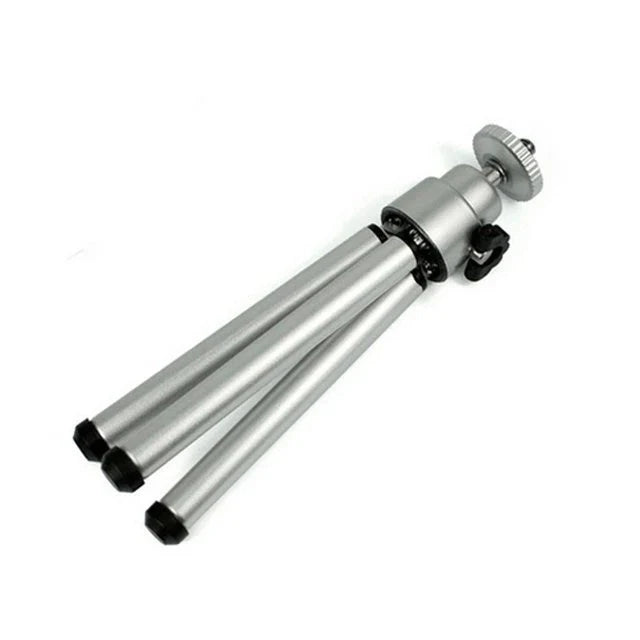 Flexible mini tripod stand for digital cameras and camcorders, with 360-degree swivel and 90-degree tilt for versatile positioning