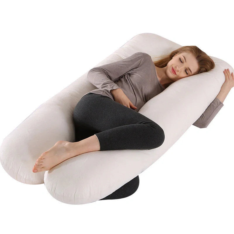 Premium U-shaped pregnancy pillow with soft cotton casing and polyester fiber filling for exceptional comfort and support