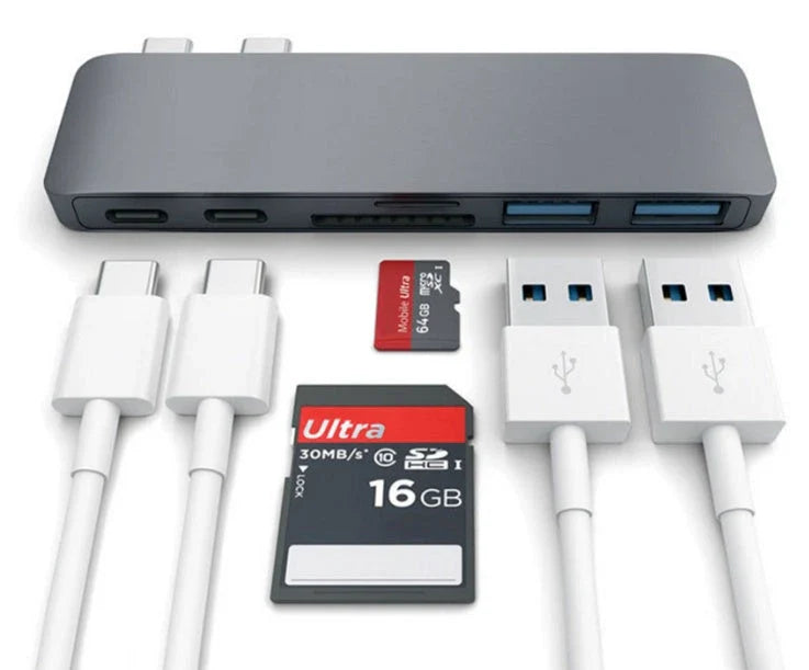 Premium USB-C Hub with SD and TF Card Slots, Power Delivery Charging, and Multiple Ports for Apple MacBook