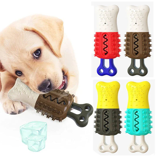 Cooling chew toy in popsicle shape, designed to keep pets refreshed and clean their teeth