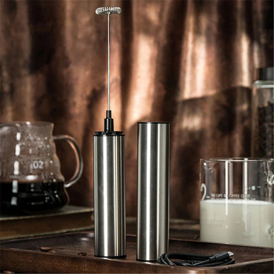 Electric Coffee Blender with Milk Frother in Silver