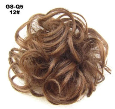 Synthetic wavy curly messy hair bun for women, 12cm diameter, high temperature wire