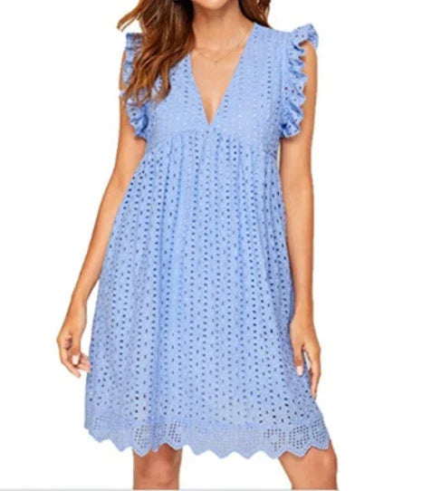 Stylish sleeveless lace pocket beach dress in a variety of vibrant colors