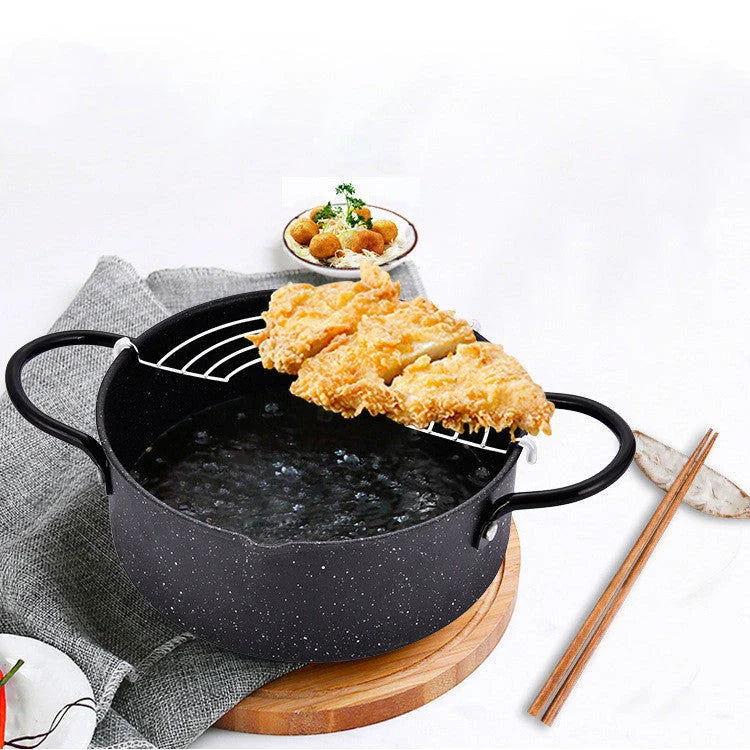 Premium iron oil-saving fryer with non-stick coating for hassle-free home cooking