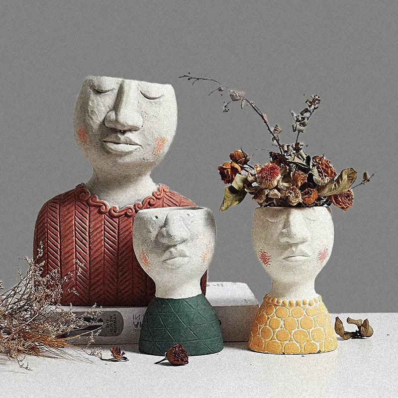 Elegant Greek-inspired cement flower pot vase with classical design for home and garden decor
