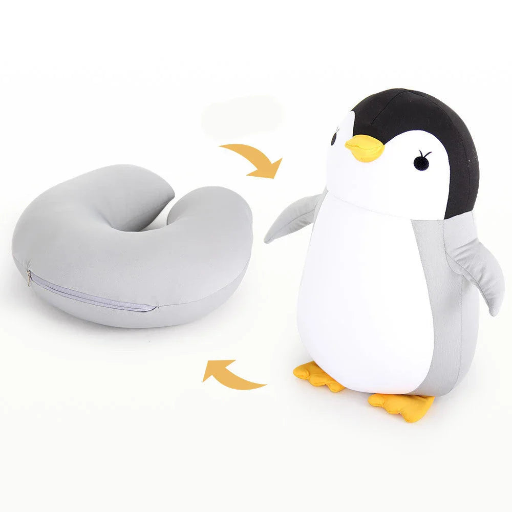 Soft and cozy penguin-shaped neck pillow with U-shaped design for superior comfort and support during work, travel, and relaxation