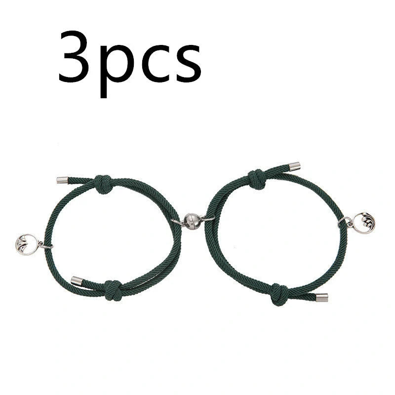 Magnetic Couple's Bracelet Set with adjustable alloy design, symbolising eternal love and connection.