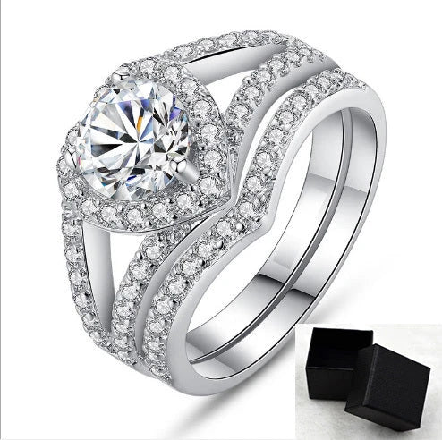 Elegant heart-shaped diamond plated ring with premium 18k platinum finish and durable alloy construction