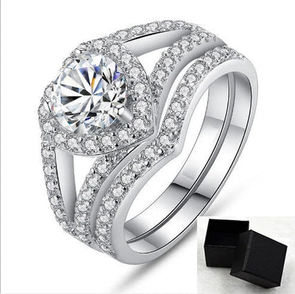Elegant heart-shaped diamond plated ring with premium 18k platinum finish and durable alloy construction