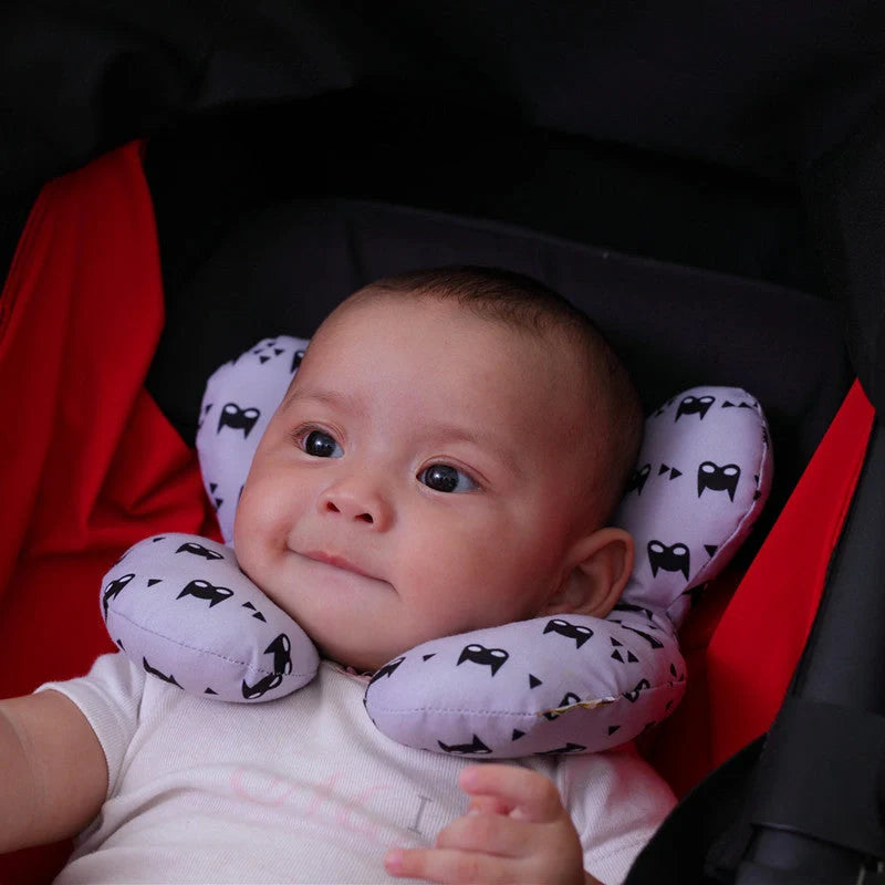 U-shaped baby head support pillow in pure cotton for car safety seats