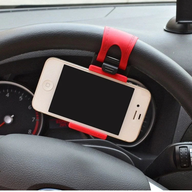 Universal steering wheel phone mount for hands-free smartphone use
