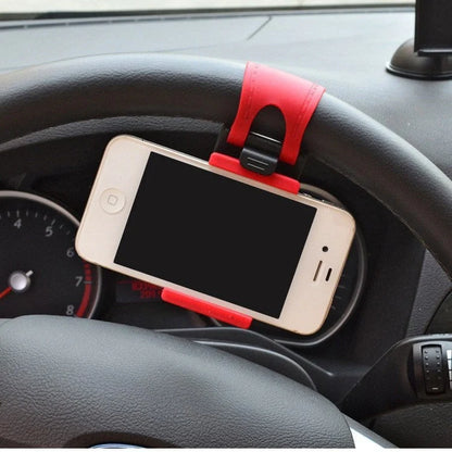 Universal steering wheel phone mount for hands-free smartphone use
