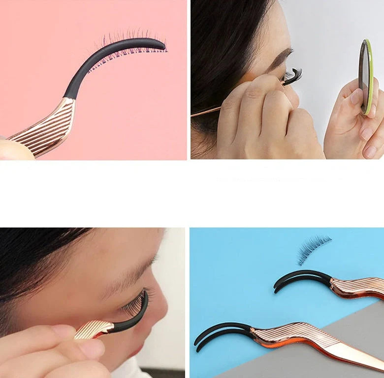 Rose gold false eyelash curler aid for flawless, curled lashes