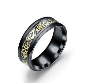 Exquisite stainless steel ring with dragon-inspired design, featuring intricate scale-like patterns and a bold mythical silhouette