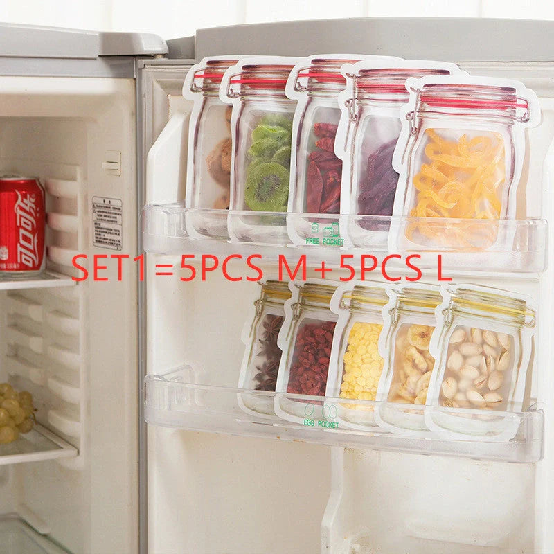 Reusable waterproof sealed snack storage bag with zipper, 1L capacity