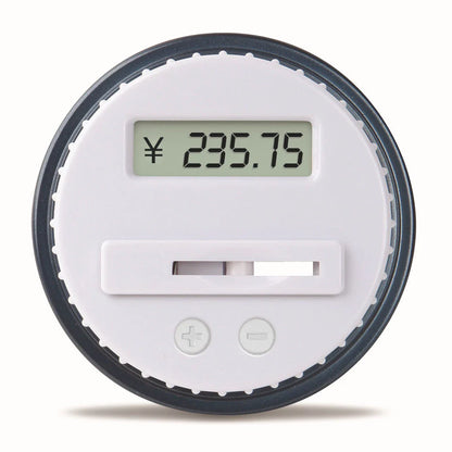Transparent digital money box with LCD coin counter, designed for effortless coin saving and tracking in the UK