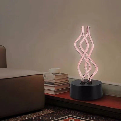 Colorful acrylic table lamp with dancing light display, 7 color-changing modes, and USB or battery power options