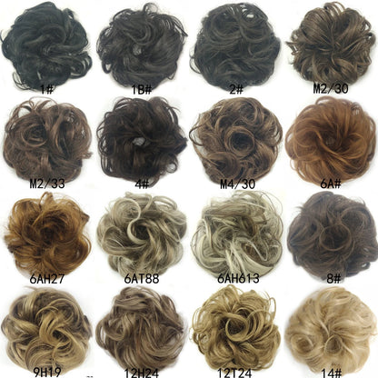 Synthetic wavy curly messy hair bun for women, 12cm diameter, high temperature wire