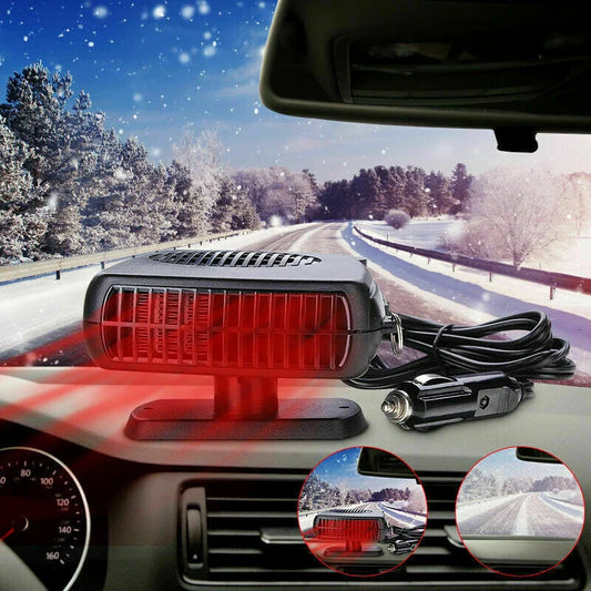 Portable car heater and fan with dual air modes for 12V/24V vehicles