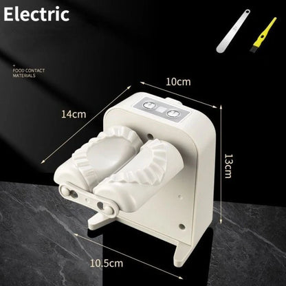 Electric Dumpling Maker Machine in white, compact and efficient for kitchen use