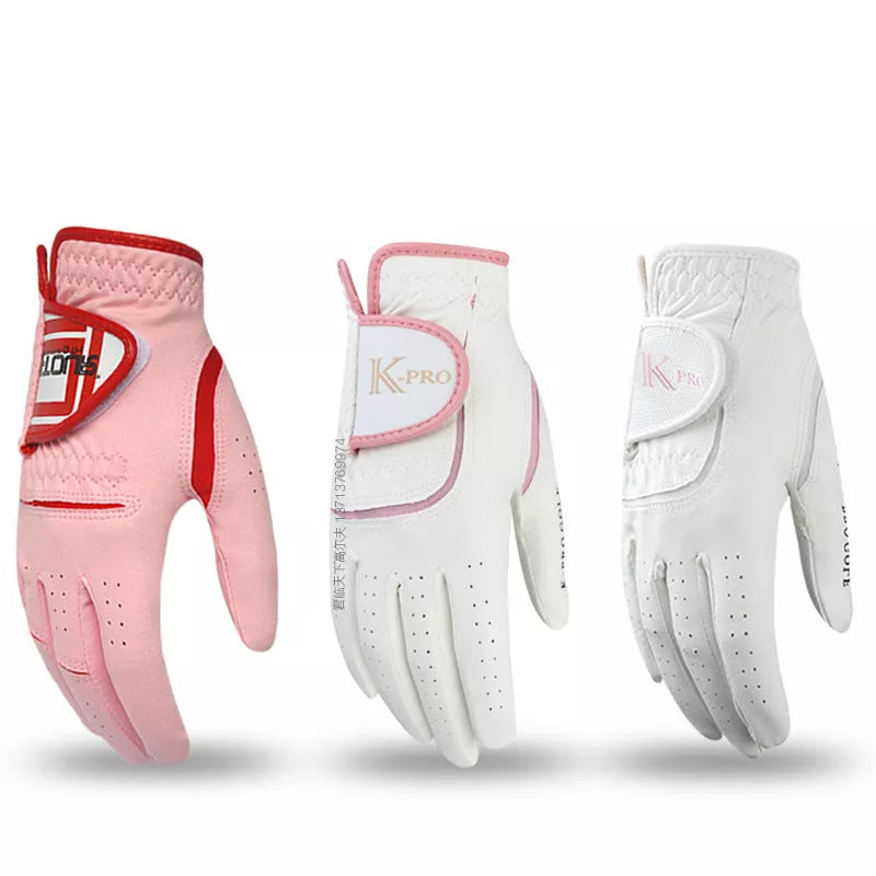 Women's microfiber golf gloves with anti-skid palm and breathable design
