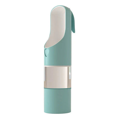 Portable pet water feeder with carbon filter, leak-proof design, and hands-free strap for outdoor hydration